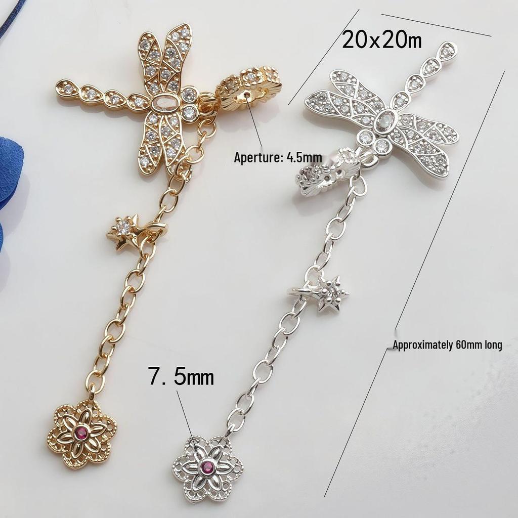 14K Gold-Filled Zircon Heart Dragonfly Bow Tassel Spacer Beads DIY Bracelet Necklace Teardrop Pendant