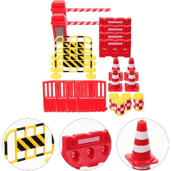 

Gadpiparty Набір дорожніх знаків для дітей з 22 предметів - Міні-знаки, конуси та бочки для пісочниці та гри в будівництво - Навчальна іграшка для