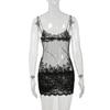 Elegantes Bodycon-Minikleid mit V-Ausschnitt aus Mesh-Spitze