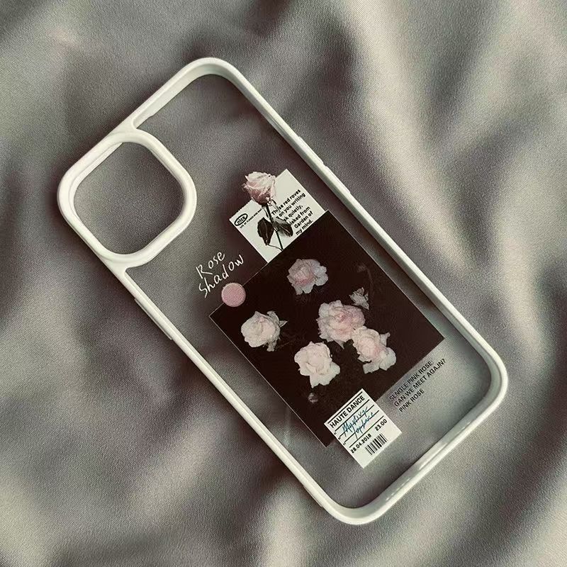Fashionable Rose Phone Case For iPhone 17 Air 16 15 14 11 12 13 Pro Max 17 16 Pro 16 15 Plus XR Artistic Rose Transparent Cover