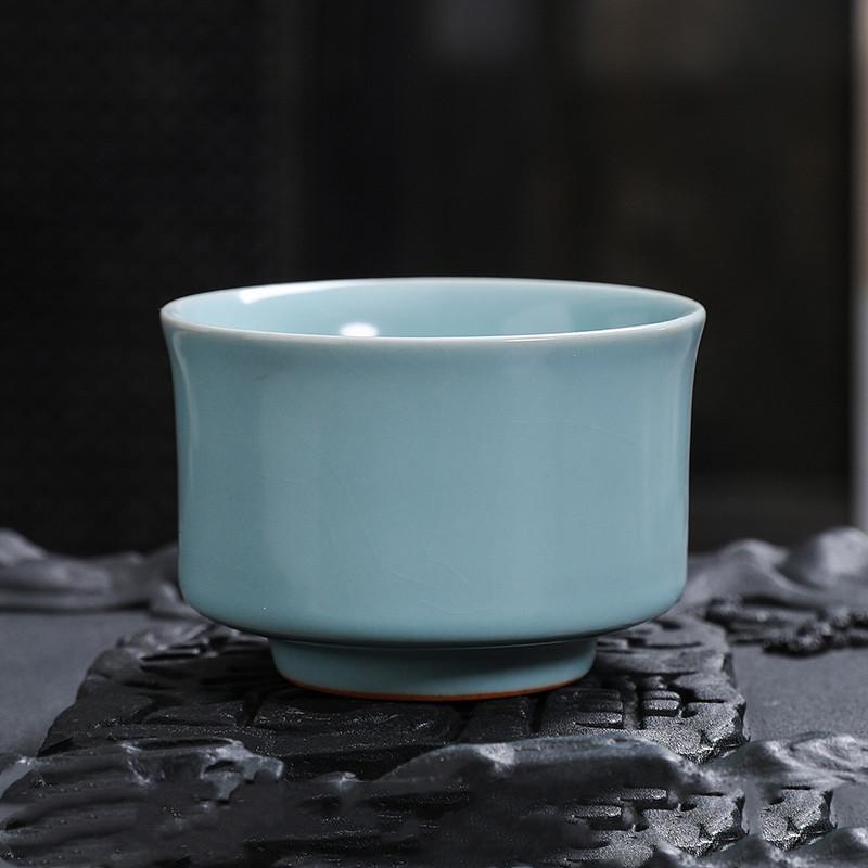 Chinese Tradition Ru Kiln Ceramic Tea Cup Handmade Ice Crack Teacup Household Tea Bowl Travel Personal Master Cup Tea Set