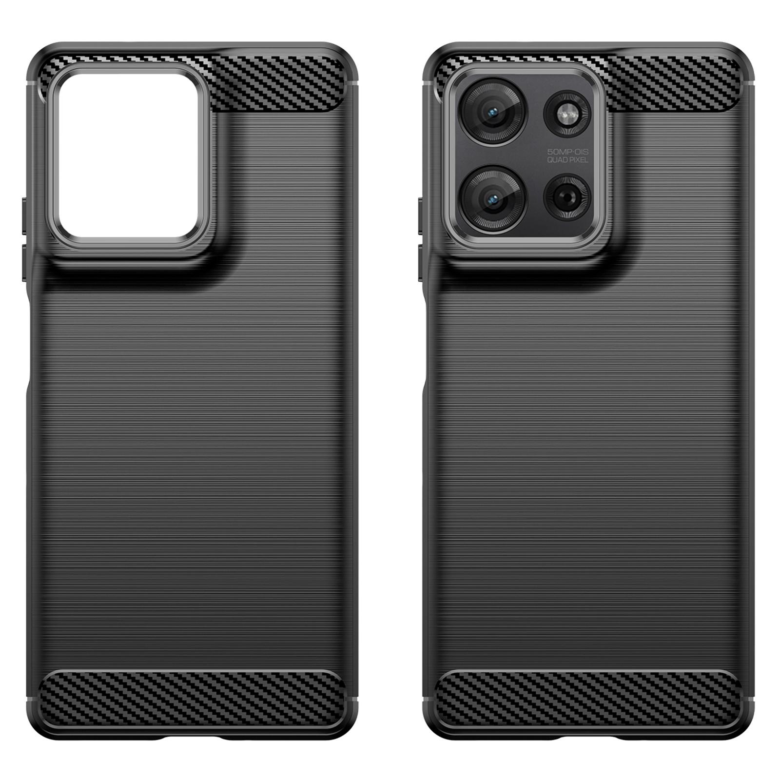 

For Motorola Moto G75 5G Case Carbon Fiber Texture TPU Brushed Phone Cover Blue