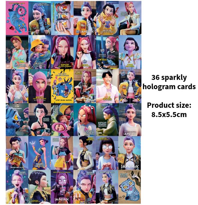 K-Pop Demon Hunters Photocard Set (36 Hologram Cards + 36 Purikura-style Photocards 36 + 80 Stickers) – 152 Sheets (No Duplicates)