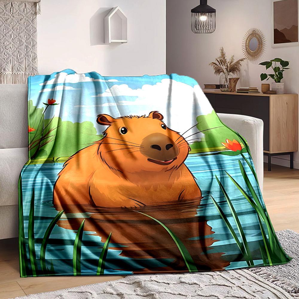 1PC Capybara Blanket - Soft Warm All-Season Throw for Sofa, Bed, Car, Office, Throw For Sofa yy250916094 75x90cm