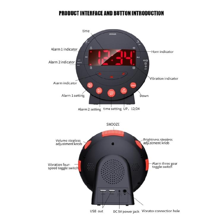 Extra Loud Alarm Clock with Bed Shaker for Heavy Sleepers Adults Kids Teenagers