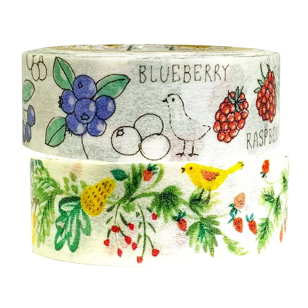 

Masking Heavenly Shinzi Bird Seal-do Tape, Garden, Katoh, & Fruit, 2-Roll Set, ks-mt-12062