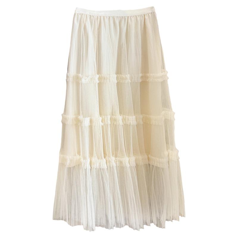 Gentle wind multi-layer fungus edge mesh cake skirt girl spring new temperament thin medium and long elegant fairy skirt