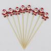 (100pcs/pack) 11.8cm Santa Claus Bamboo Skewers Disposable Toothpick Kitchen Accessories Dessert Fruit Christmas Party Wood
