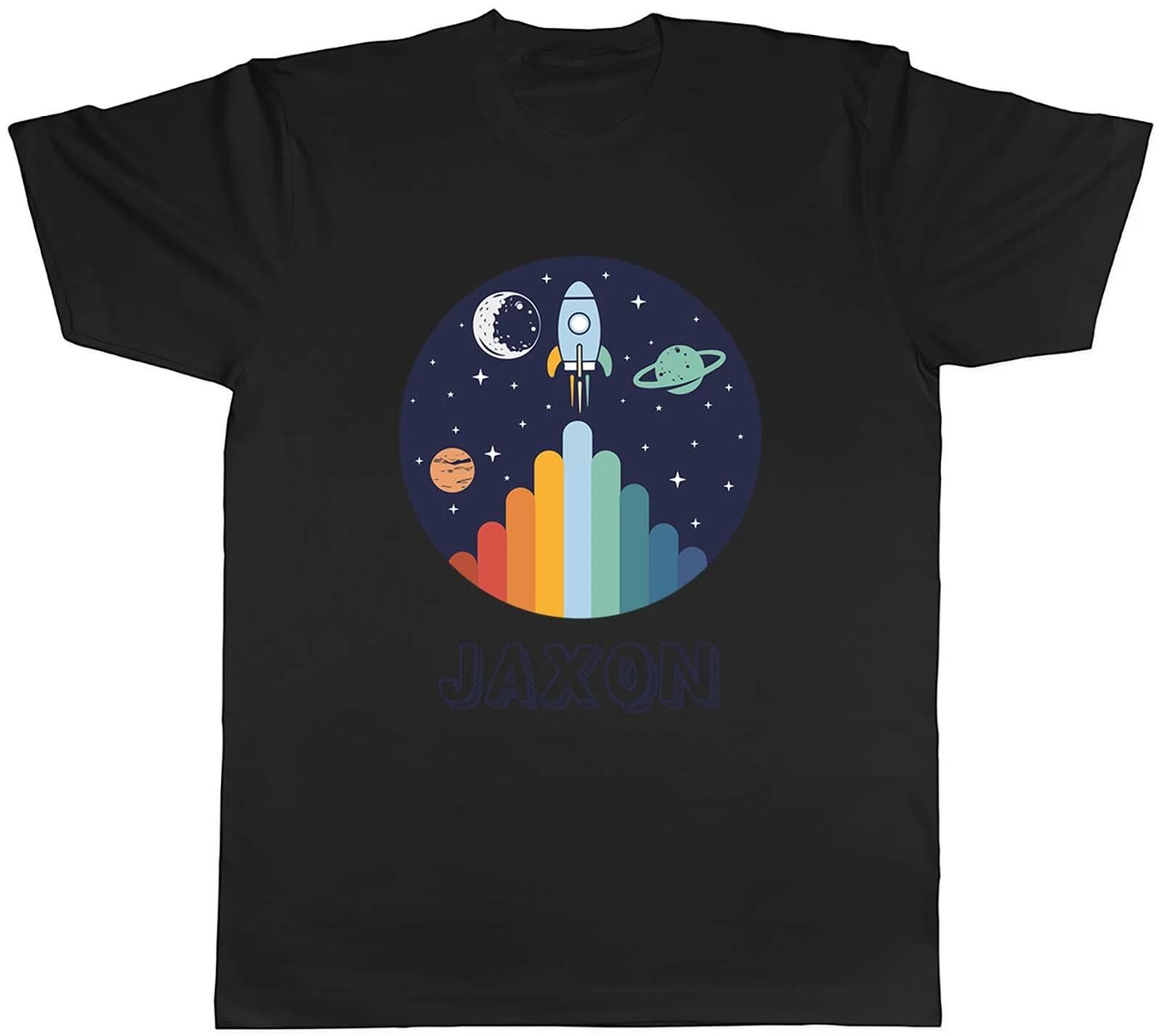 Personalised Space Rocket Boys Astronaut Universe Mens Unisex T-Shirt Tee Gift XS