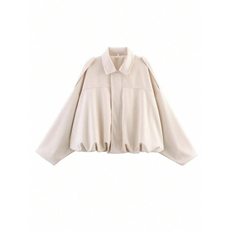 Damen Kurze Pilotenjacke Frühling/Herbst/Winter Jacke Locker Langarm Reißverschluss Retro Jacke Damen Neue Jacke