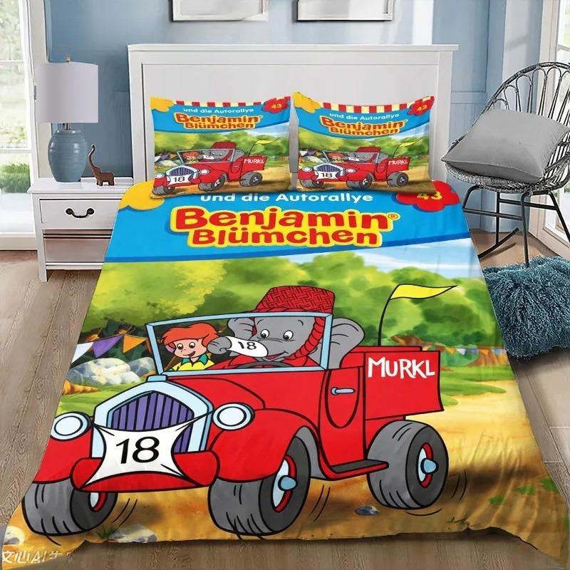 Catoon Benjamin the Elephant 3D Print Bedding Set Duvet Cover Pillowcase 2/3pcs Boy Girl Home Textile full size Kids Bedroom