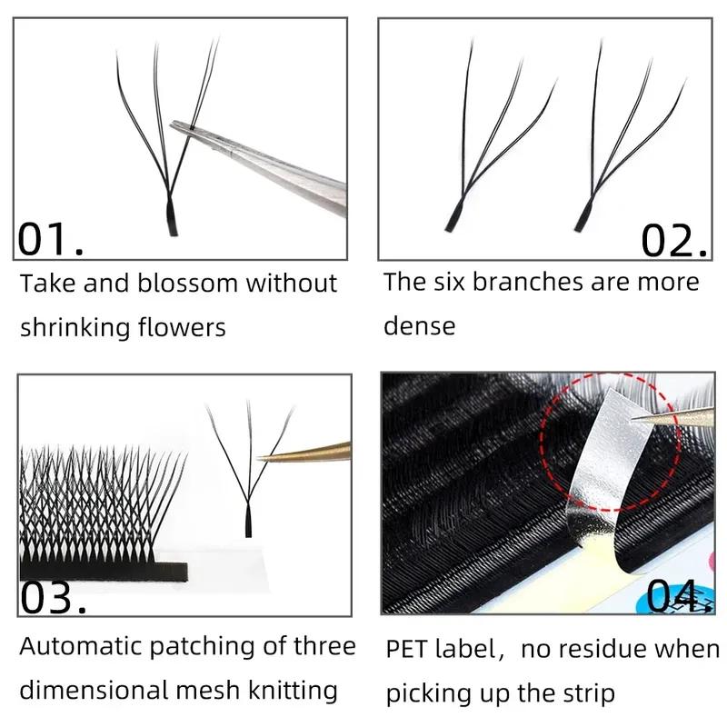 Yelix Cilios 5D W Shape Eyelash Extensions 4D/6D/8D Premade Volume Fans Natural Soft Automatic Flowering Lash Makeup Supplies