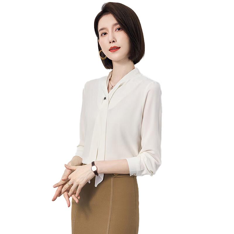 Romon Women s Solid Color Slim-Fit Commuter Blouse 2XL