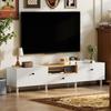 TV Stand, TV Cabinet for TV Up To 90 Inches with 2 Drop-down Doors, Drawer, 200 X 35 X 45 Cm, White