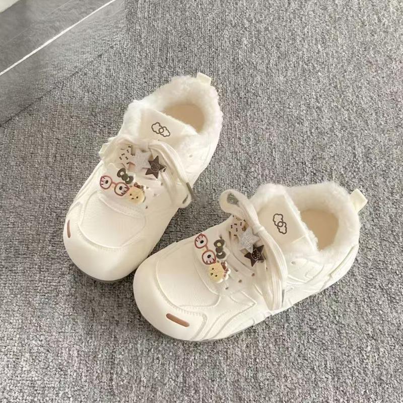 

Sports and leisure shoes for women s new winter two cotton shoes, warm and piled thickened board shoes for women 40 бежевий