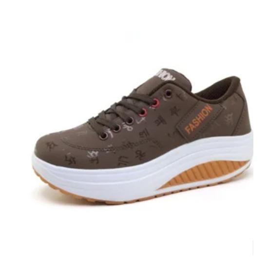 Ladies Casual Sports Shoes Breathable Comfortable Wedge Heel Thick Sole Sneakers Lace-up shoes