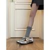 Sheepskin Version Girl Style Silver Bow Mary Jane Shoes Women's Casual Ballet Shoes Sports Leather Light Mouth Single Shoes