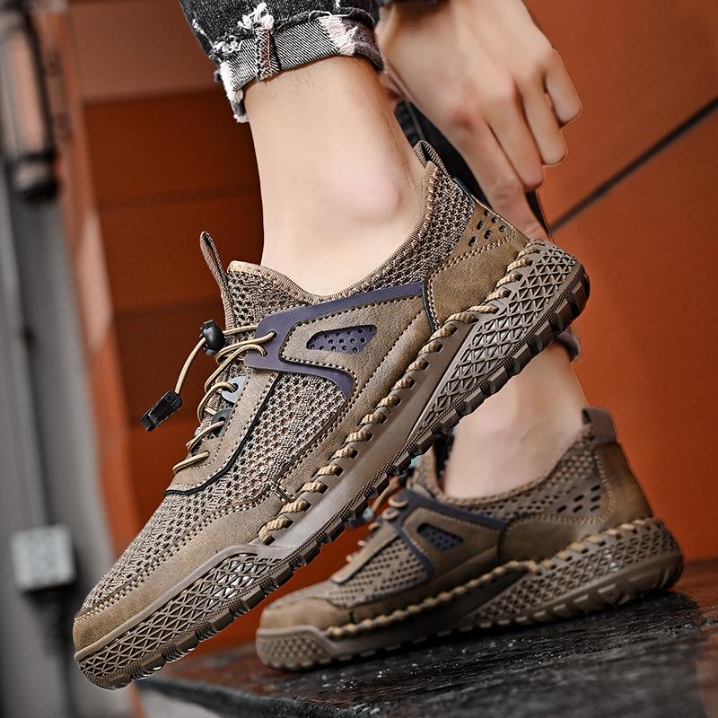 Mesh Shoes Men's Summer 2025 New Hollow One-pedal Men's Shoes Thin Breathable Non-slip Men's Lightweight Casual Shoes