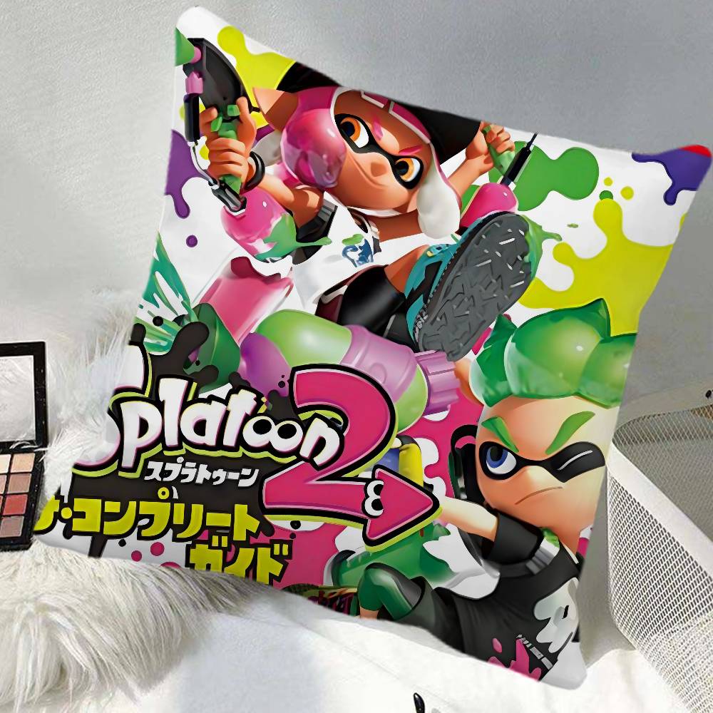 SSplatoon  Video Game Splatoon Pillow Case Square Pillow Bedroom Sofa Leisure Comfort Cushion Car Home Decoration