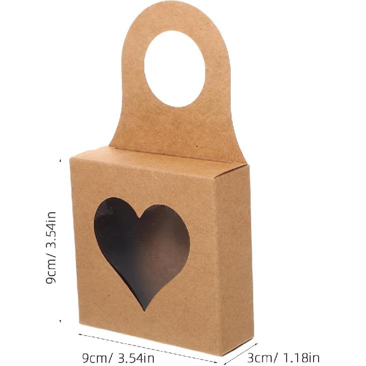 VILLCASE 25 Pieces Kraft Paper Wine Bottle Box with Window, Small Hanging Gift Boxes, Foldable Wine Candy Boxes for Chocolate, Truffles, Cookies,