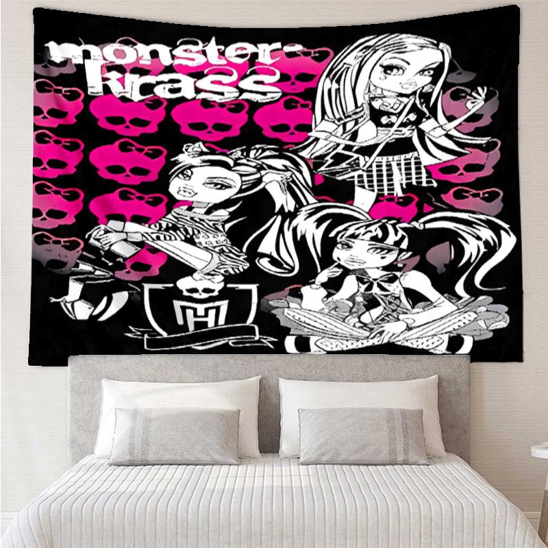 Monster High1 Tapestry for Bedroom Aesthetic Classroom Tapestries Wall Hanging for Living Room Dorm Office,Ideal Creative Gift