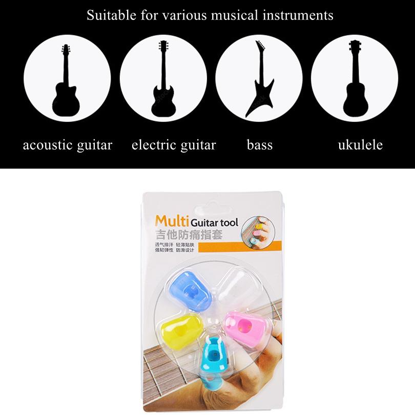 5pcs/lot Silicone Thickened Universal Guitar Pick Fingertip Covers for Guitar / Bass / Ukulele, Pressed String Finger Protect