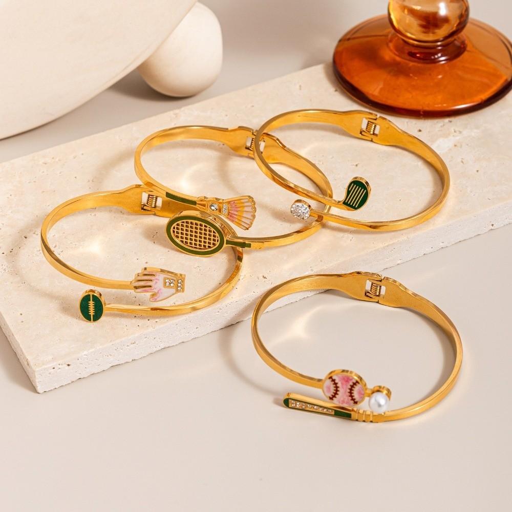 Rugby Baseball Golf Ball Sports Bracelets Non-fading Open Bangles Bracelets for Women Lady's Gift