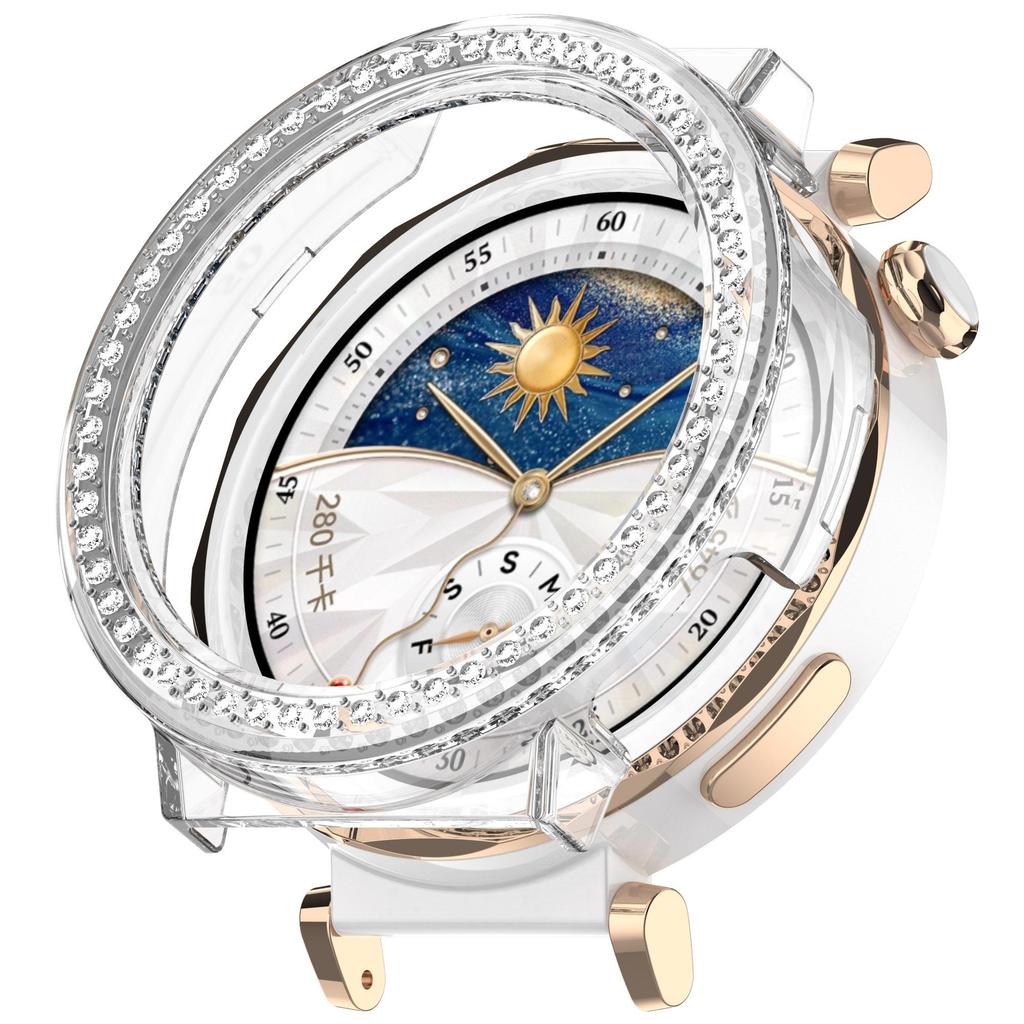 Blingowa Pusta Obudowa PC Na Huawei Watch GT5 4 41mm Pokrowiec Skóra Samrt Pasek Diamentowy Kryształowy Zderzak Ochronny GT5 41mm