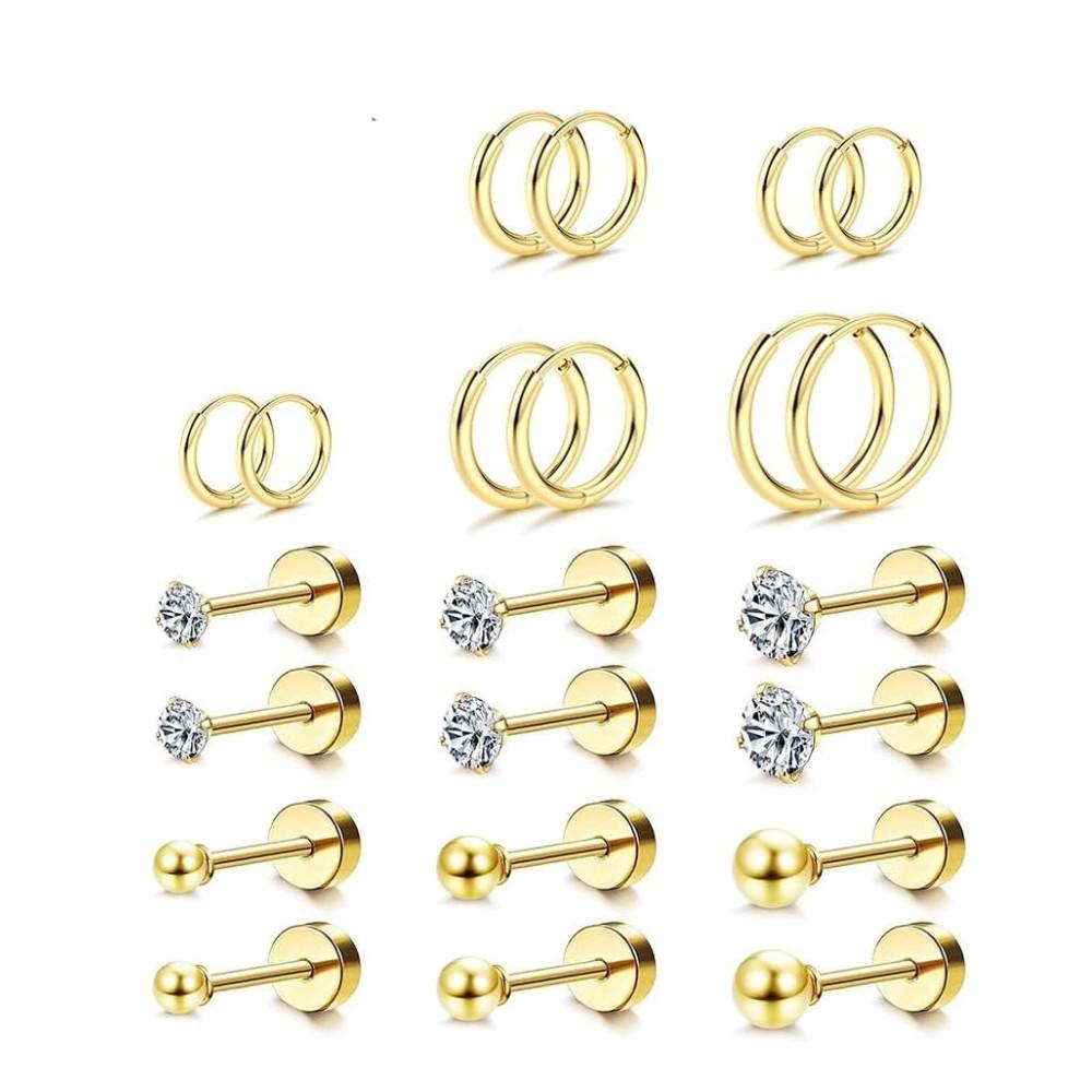 Surgical Steel Earrings Sets for Multiple Piercing Lightweight Small Huggie Hoop Earrings CZ Stud Earrings for Women
