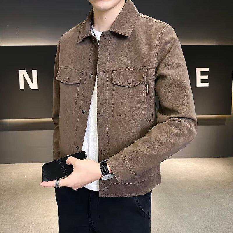 

Men s High-End Slim-Fit Leather Jacket, Autumn/Winter 2025 Collection, Trendy Lapel Design XL