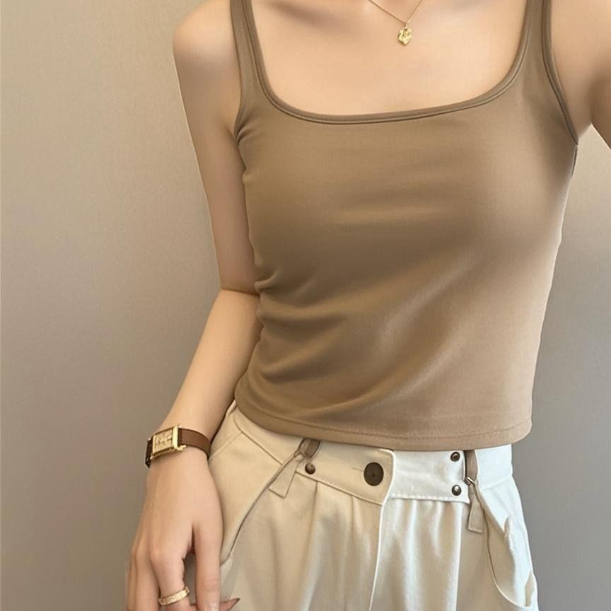 95% Cotton Plus Size Women's Camisole Vest - Slimming Bodycon Sleeveless Top for Spring/Summer