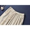 Cotton and Linen Lace-up Trousers Women's Retro Loose Women's Trousers Wide-leg Pants