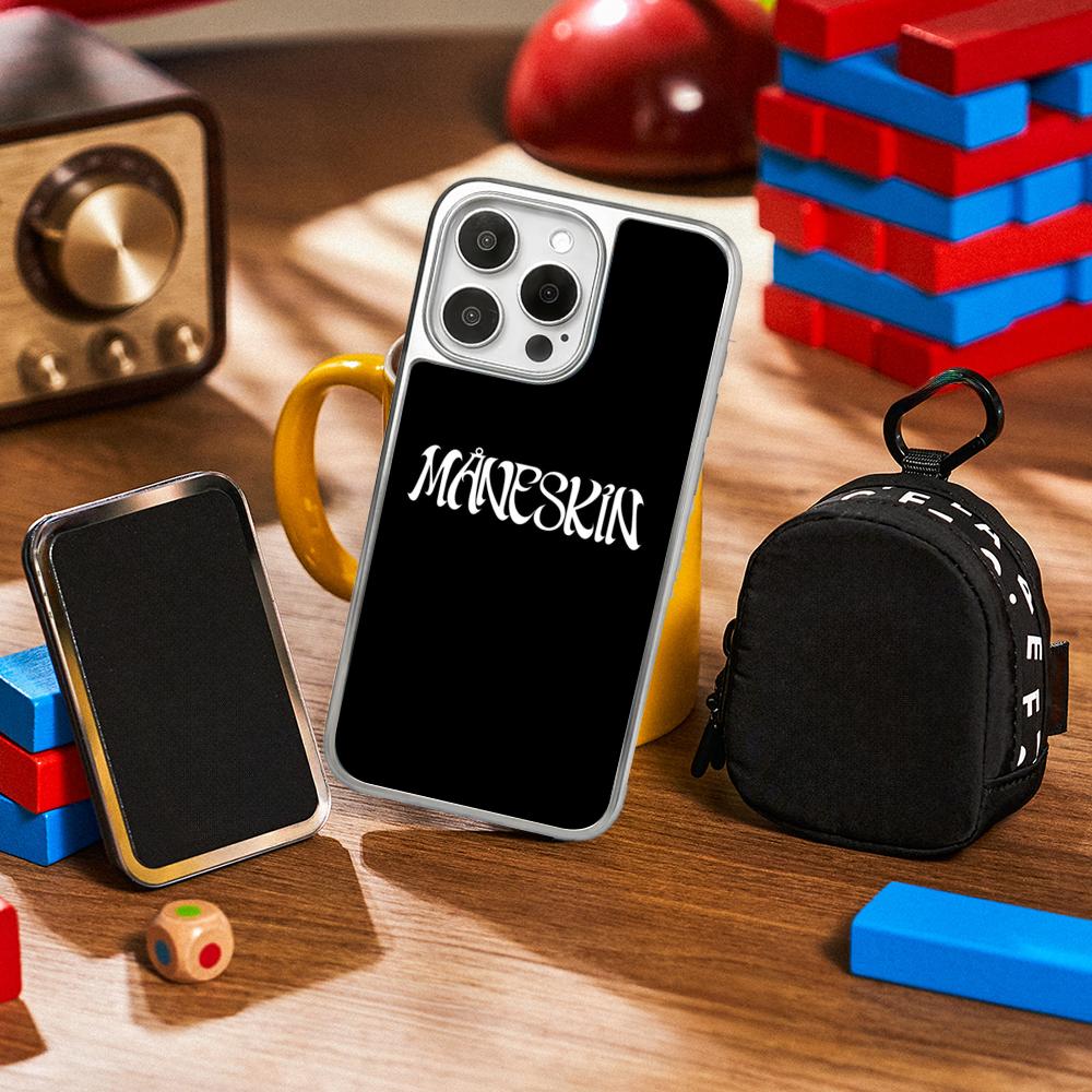 ManeS-skinS Hip Hop Band Poster Phone Case for iPhone 16 15 14 13 12 11 Pro Max Sheepskin Silver-edged Protective Case