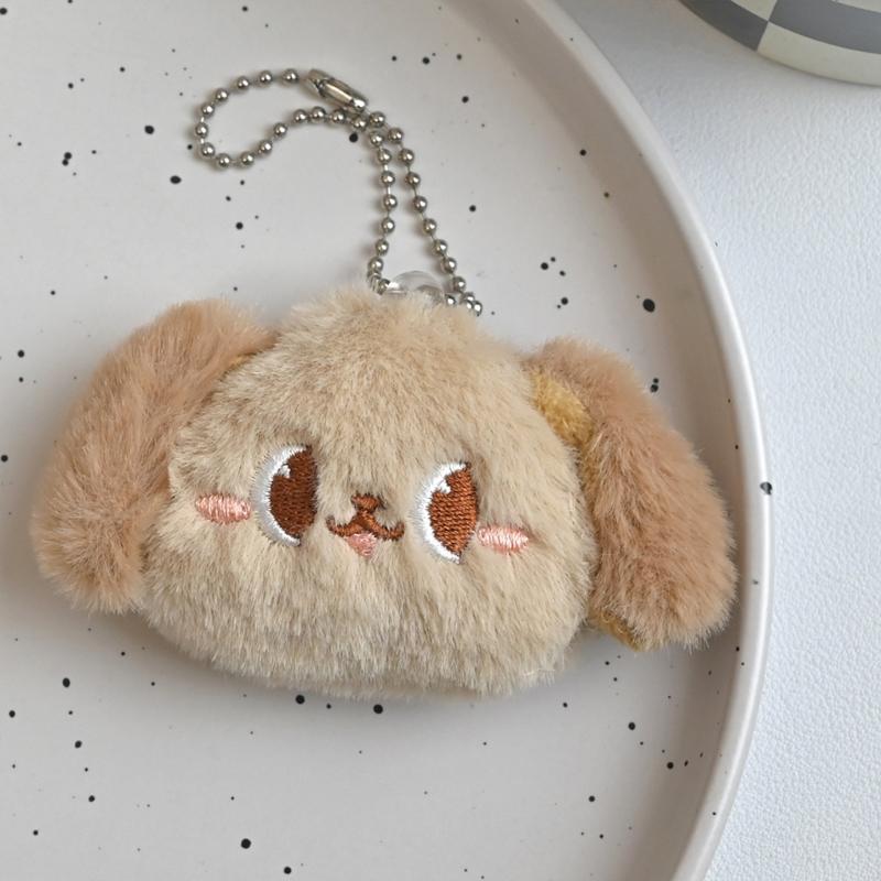 Plush Dog Keyring Charm with Chain, Car Key Holder Handbag Charm Keychain Accessories for Kid Girl Women