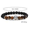 Natural Stone Tiger Eye Elastic Bracelet with Lion Beads – European & American Style