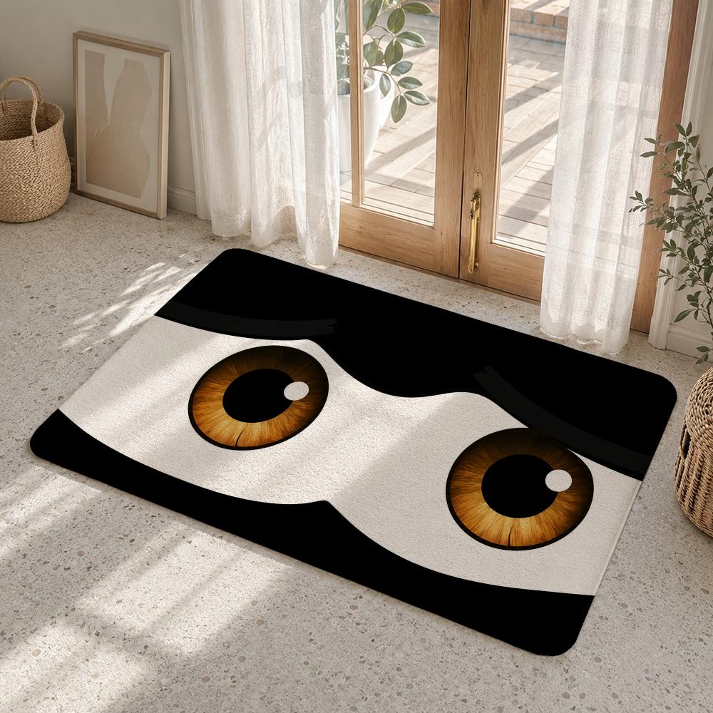Worried Eyes Floor Mat Flannel Rug Non Slip Absorbent Soft Washable For Entryway Hallway Bathroom Kitchen Decor