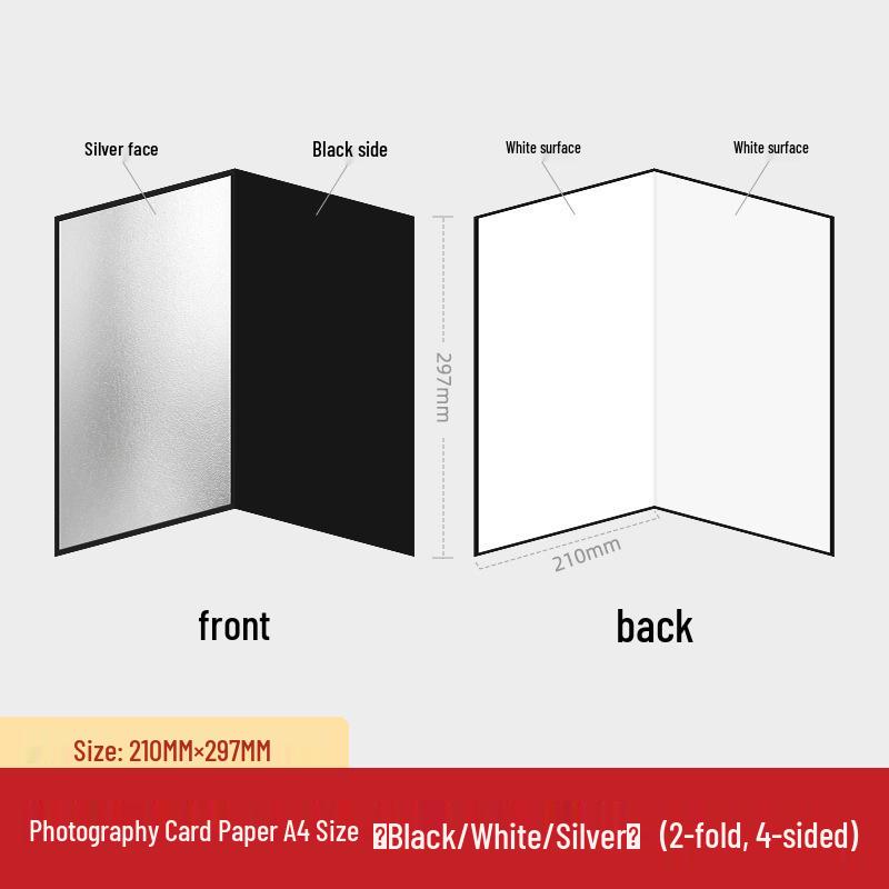 A3/A4 Photography Cardboard Reflector for Fill Light - Black, White, Silver, Gold