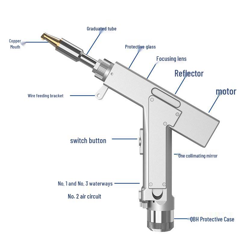 AS12 Dual Wire Feed Laser Welding Nozzle - Sharp Angle Wire Guide for Strong Precision Cutting