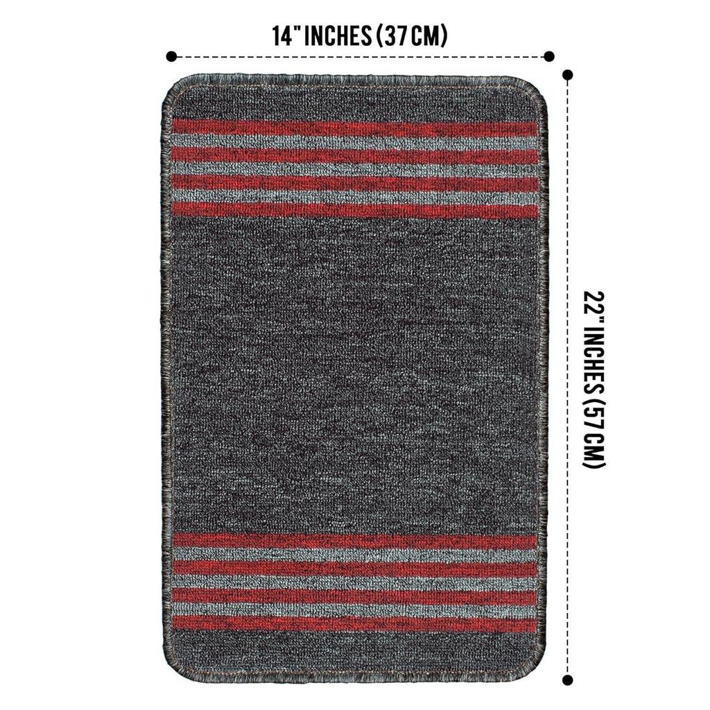 Soft Anti Slip Door Mat Set of 1, Anti-Skid Nylon Bathroom Mats Water Soak, 57 X 37 Cm, Charcoal Black Stripes Design