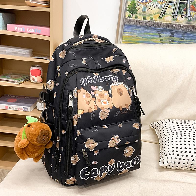 Cute Capybara Backpack Cartooon Large Capacity Backpack For Girls Boys Student Teenager Children's Primary Schoolbags