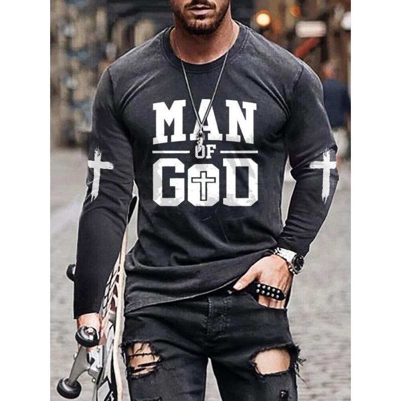 Spring Autumn Men's Casual Flag Printed Top Long Sleeve T-shirt Plus Size Men's Tees