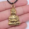 17 stilar Buddha-staty Hänge Halsband Svart Läderkedja Halsband Fabrikspris Handgjorda Smycken