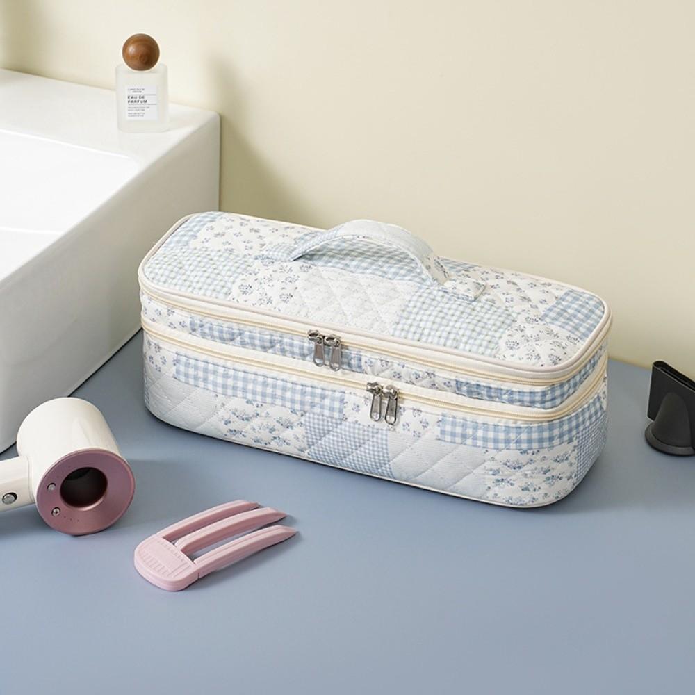Cotton Hair Dryer Storage Bag Double-Layer Large Capacity Travel Storage Pouch Lightweight Makeup Bag Curling Iron Storage
