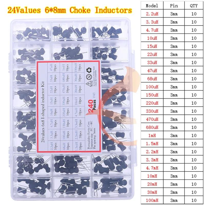 2.2uH 3.3uH 4.7uH 6.8uH 10uH 22uH 47uH 68uH 100uH 220uH 1mH 4.7mH 10mH 100mH Toroid Core Choke Color Ring Inductor Assorted Kit