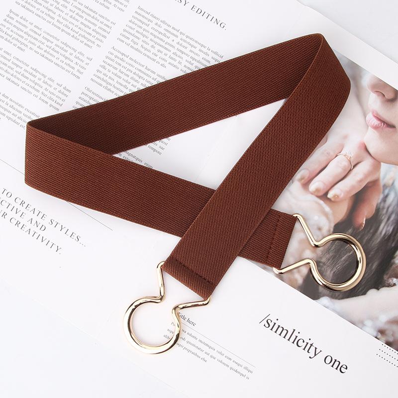 Simple Four Seasons Women'S Black Elastic Belt Single Ring Waist Sealing Belt