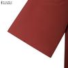 ZANZEA Women Casual Round Neck Solid Color Half Sleeve Dress