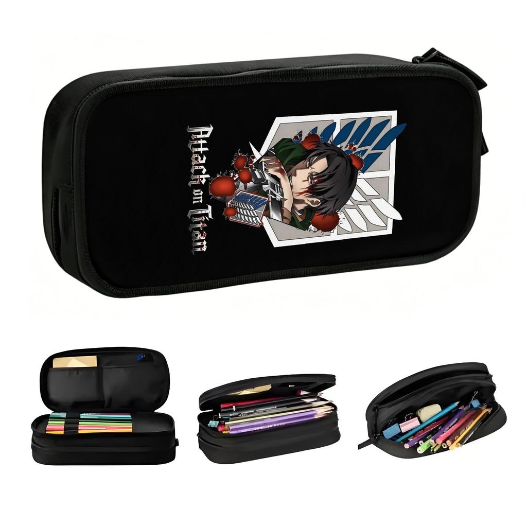 Japane Manga Attack On Titan Anime Kawaii Pencil Case Girls Boys Large Capacity Pencil Bag School Supplies