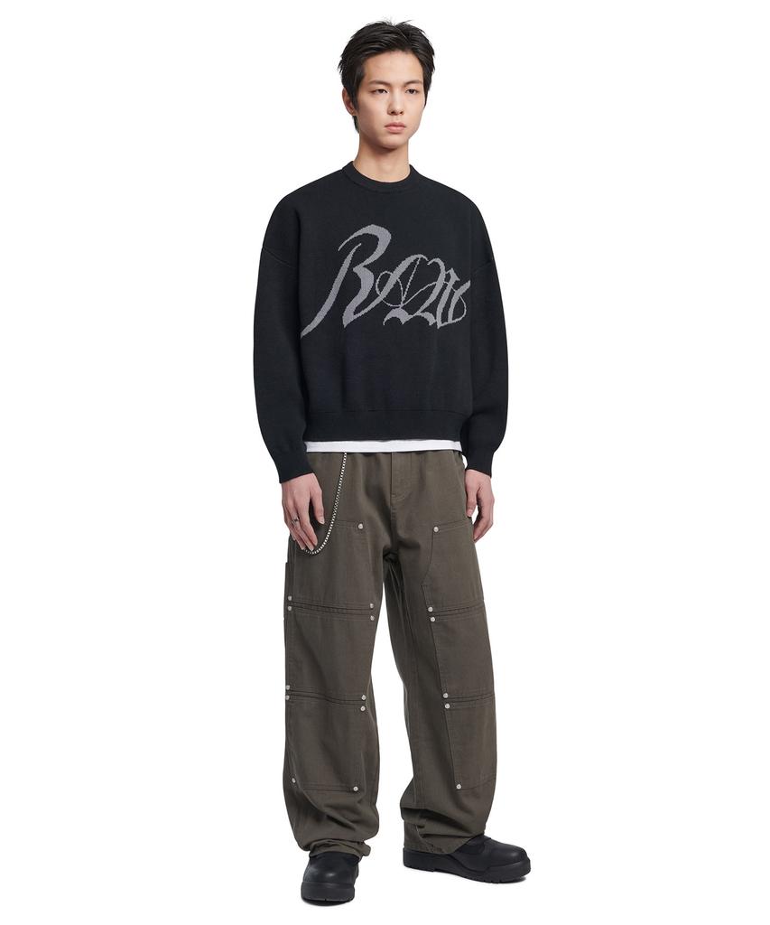 Nomaenyueol Divided Double Knee Pants - Charcoal