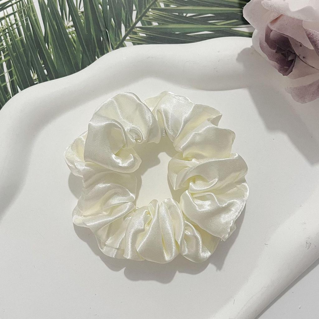 European & American Retro Satin Scrunchie – Solid Color, Oversized, French-Style Hair Accessory
