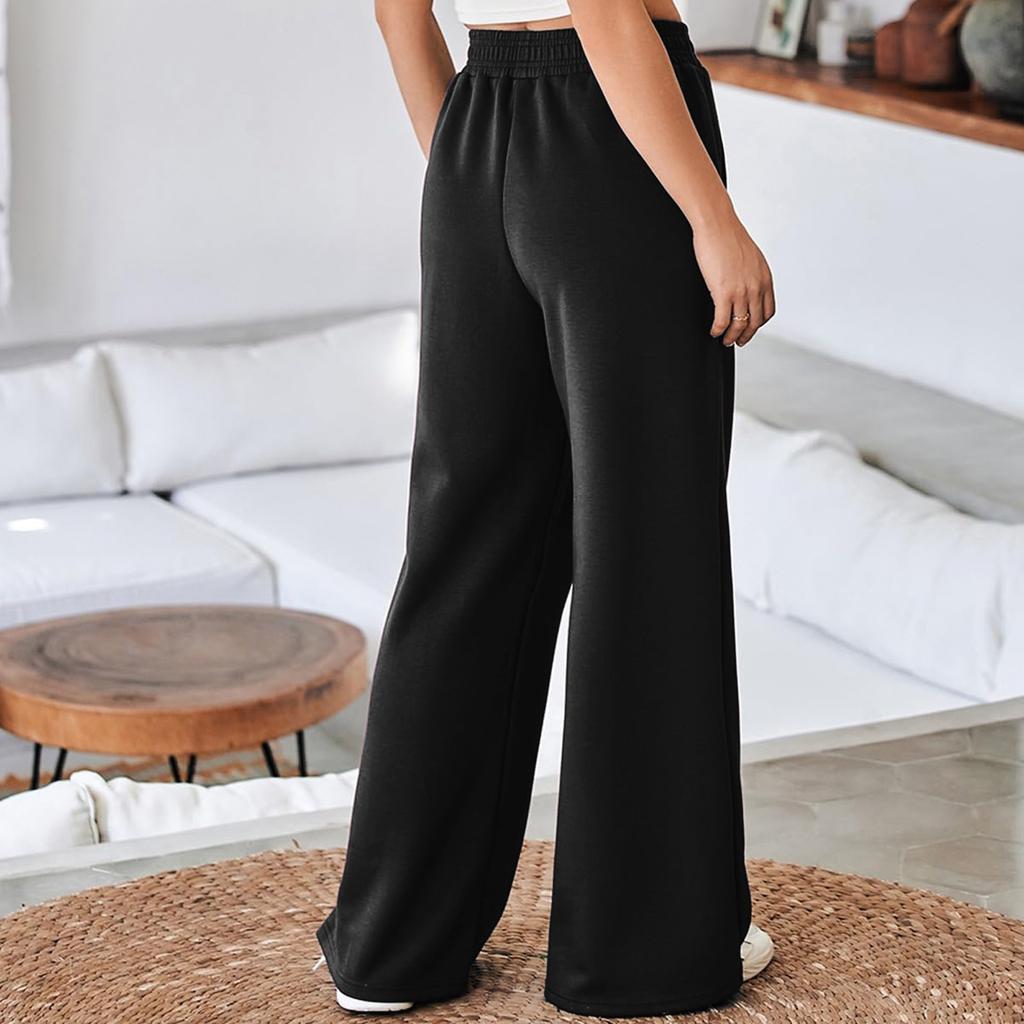 Women's Wide Leg Sweatpants Elastic High Waisted Long Pants Casual Loose Yoga Pants with Pockets